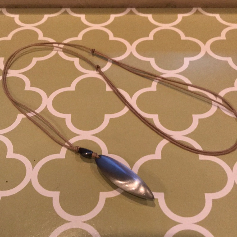 J Jill matte silver with hematite stone necklace